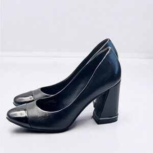 Tristan black leather patent cap to heels Sz 38